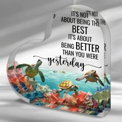 Sea Turtle Acrylic Desktop Decor - Inspirational Quote, Home & Office Gift