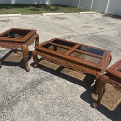 Vintage Solid Wood French Style Living Room Table Set