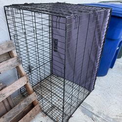 Large dog crate with pad