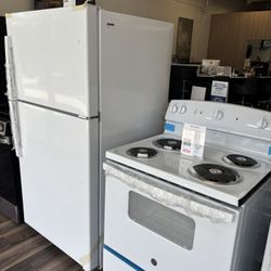 GE Top Freezer Refrigerator + Electric Range Bundle
