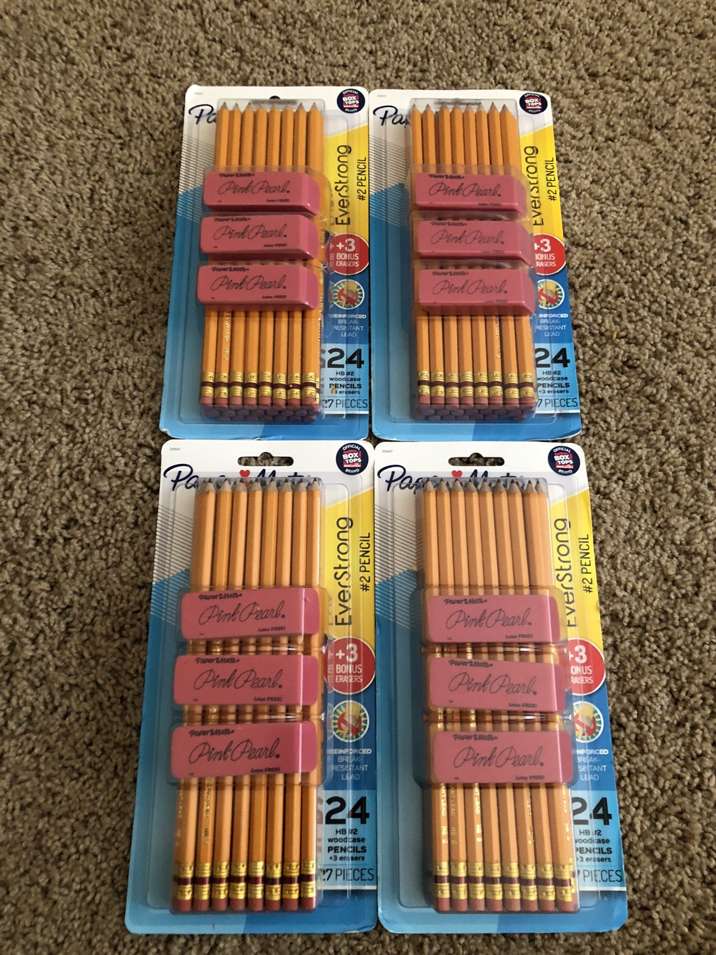 Paper Mate pencils and erasers.