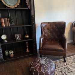 Brown Tufted Accent Chair – Nailhead Trim