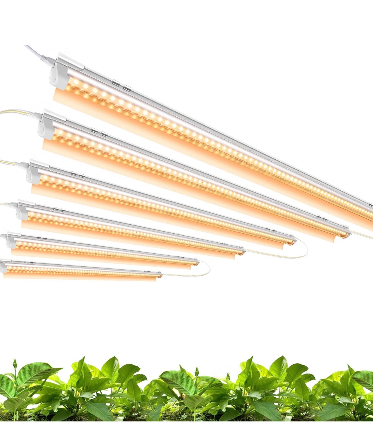 L Led Grow Lights for Indoor Plants Full Spectrum,T8 4FT 252W(6x42W) High Output Growing Strips for Seedlings,Sunlight Replacement with Reflectors