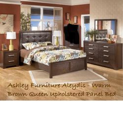 Ashley Queen Panel Bed with Mirrored Dresser, Chest and Nightstand