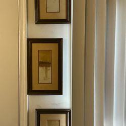 Set of 3 Framed Abstract Wall Art Prints – 16"x10" Each
