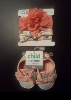 NEW  newborn shoes with 2 matching hair headbands $8 FIRM for ALL!