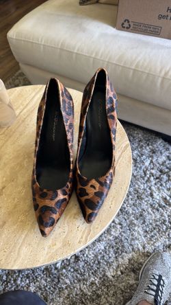 Leopard fur BCBG heels