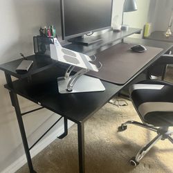Long Computer Desk and  Reclining Gaming Chair