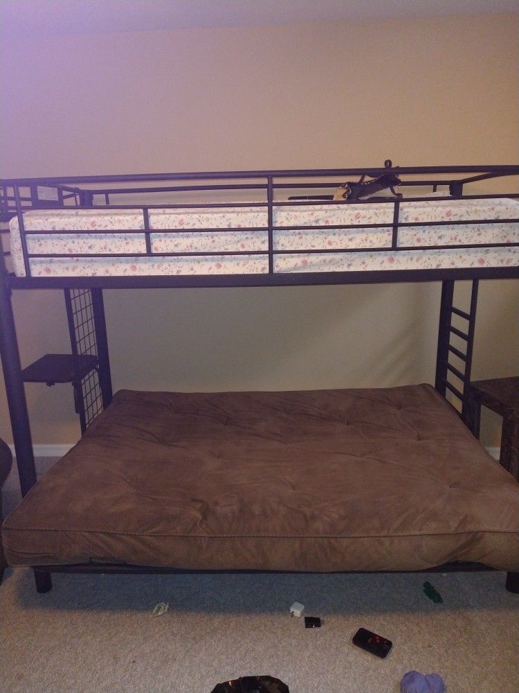 Futon With Top Bunk Both Mattress And Futon Cover Included