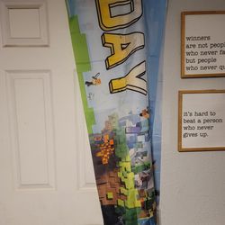 Minecraft Happy Birthday Banner  Fabric 12'