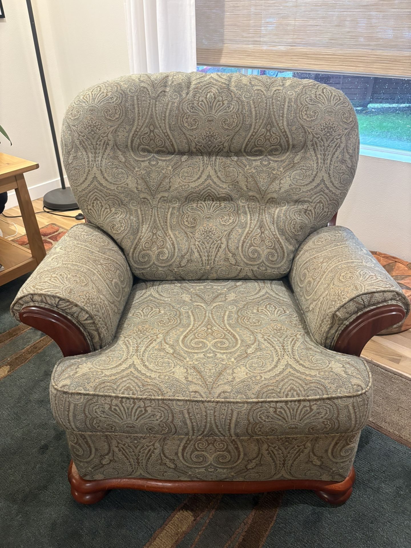 Pair of Freshly Reupholstered Armchairs – 35″ W x 30½″ D x 37″ H – $550/pair