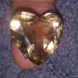 Real.  Yellow Stone.set In 925.  Big Ring Heart 5 Ct
