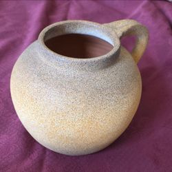 Beige Brown Speckled Ceramic Round Pitcher Jug, Matte Finish, Handle