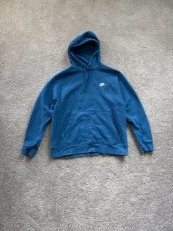 NIKE Club Fleece Embroidered Futura Logo Hoodie Slate Blue Size L