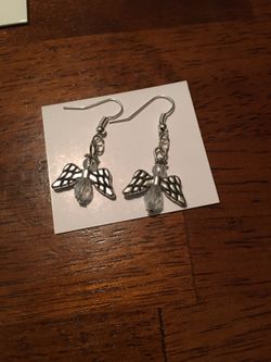 Silver angel earrings
