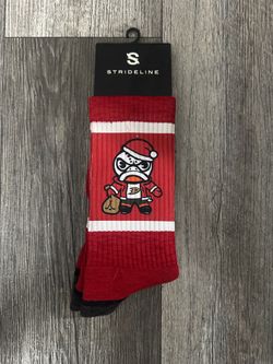 Strideline Men’s Anaheim Ducks Wild Wing Tokyodachi Santa Red Socks