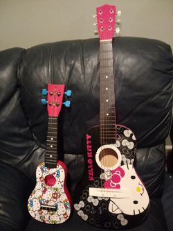 HELLO KITTY GUITAR & UKALALY GUITAR MADE OF WOOD