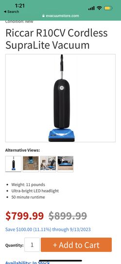 Riccar R10CV Cordless SupraLite Vacuum