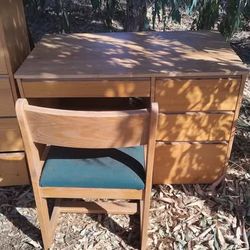 Wooden Desk with Matching Chair