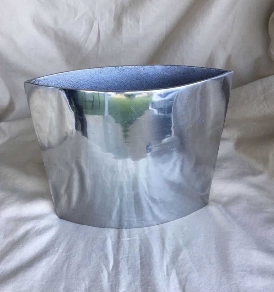 Small Silver Metal Flower Vase