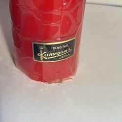 Vintage red tall round pillar candles mid century. Box included