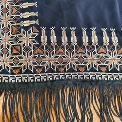 Beautiful Scarf With Embroidered Detailing And Fringe 