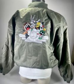 Vintage 1998 Warner Bros Looney Tunes Bugs Bunny WB Bomber Jacket Men's Medium