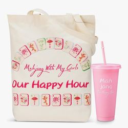 Mahjong Tote Bag With Tumbler.
