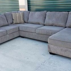 Three Piece Grey Sectional Couch Delivery Available 