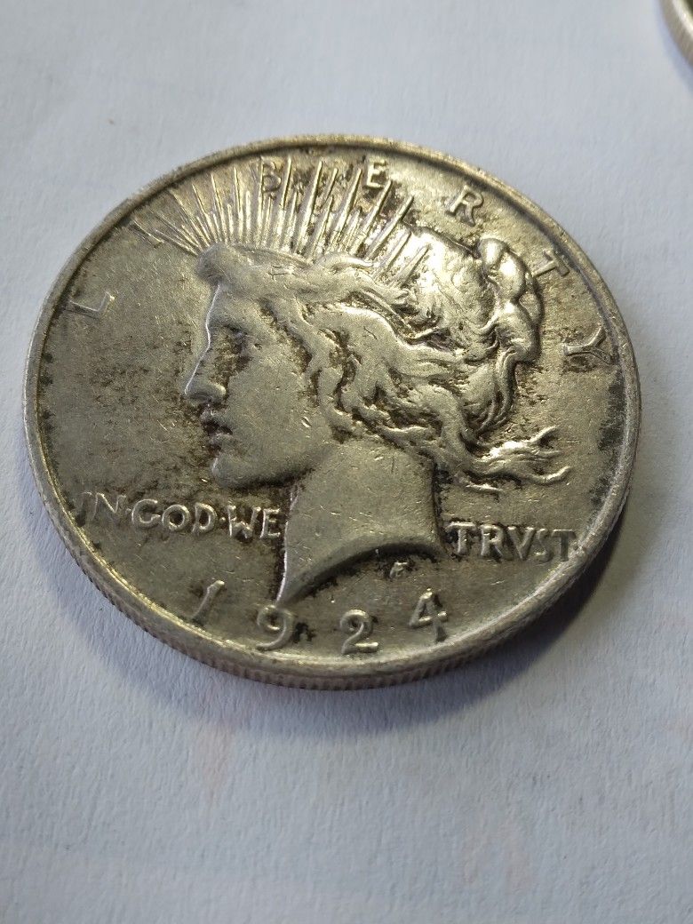 1924 VG PEACE DOLLAR PINGCOIN TESTED