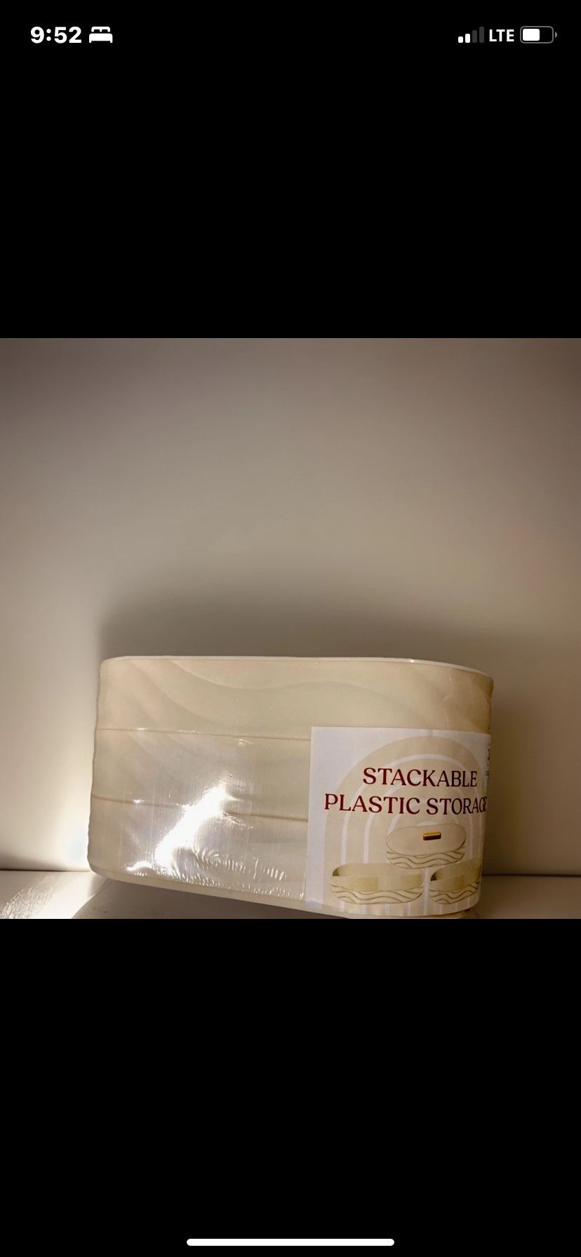 Cream Stackable Plastic Tiered Layered Storage Oval with Lid New Unopened