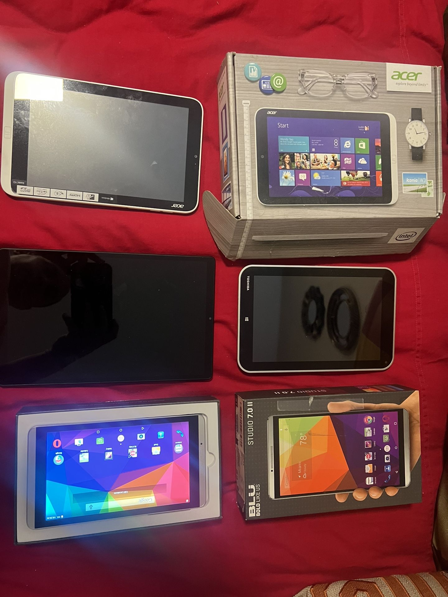Phone And 4 Tablets - Lenovo, Toshiba, Acer, And Blu