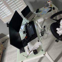 L-shaped Glass Office Table