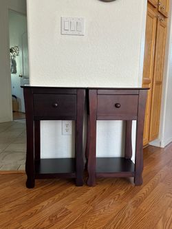 Dark wood side tables
