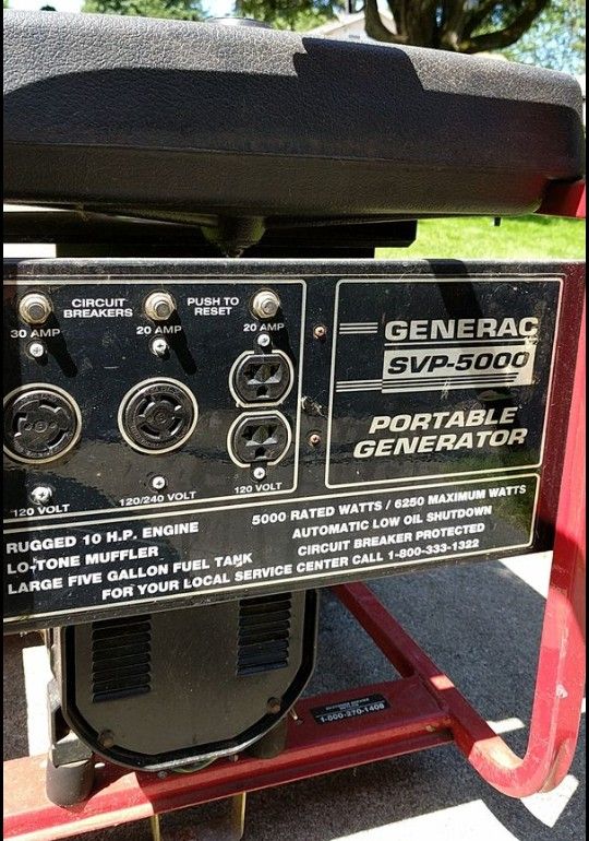 GENERAC SVP-5000 PORRABLE GENERATOR W/ BRIGGS & STRATON 10HP MOTOR