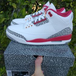 New Air Jordan 3 Retro Cardinal Men Size 9