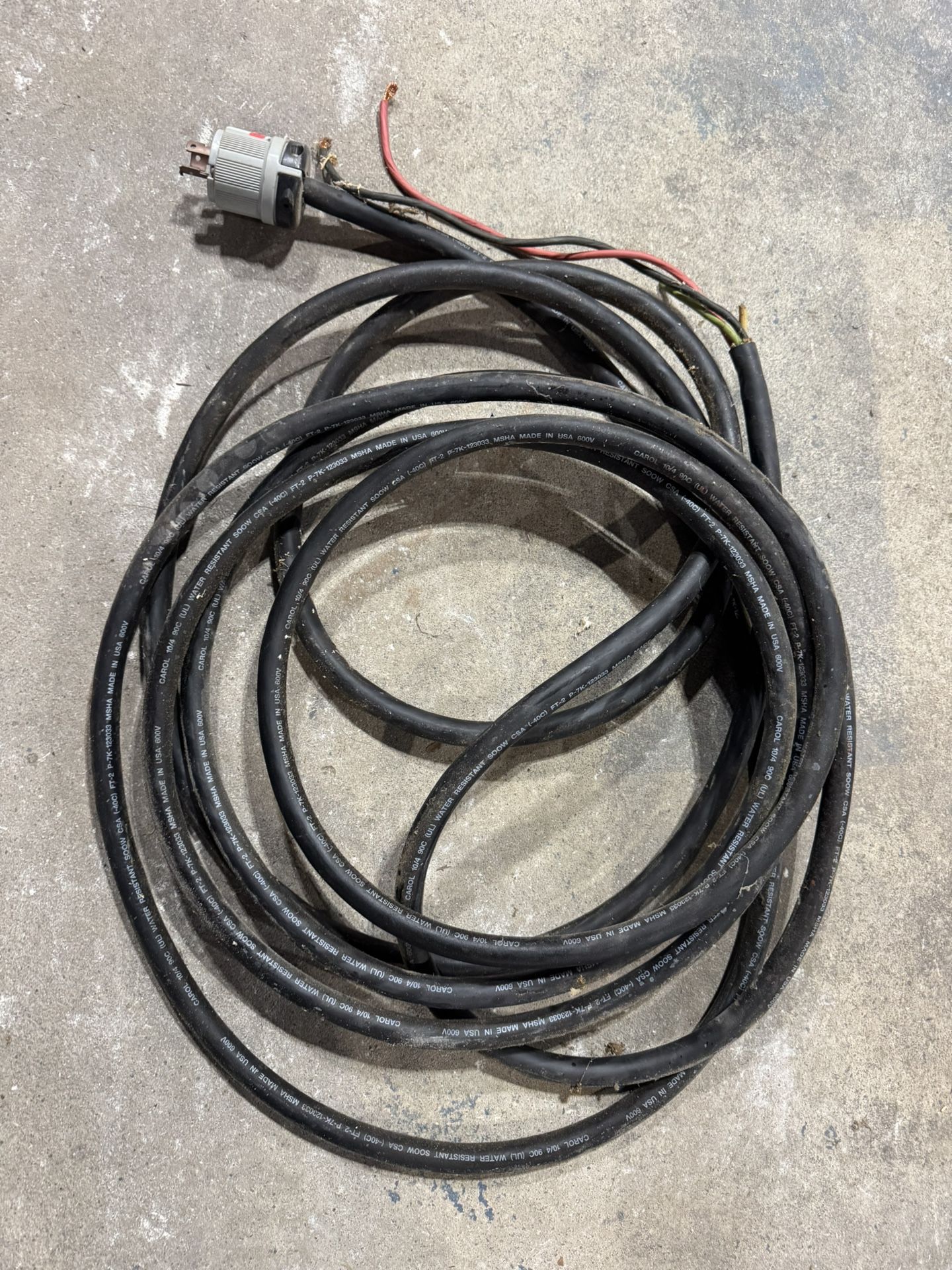 25 Feet Of 10/4 Electrical Cable With Generator Plug