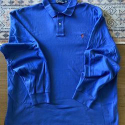 sz XXL Polo royal blue long sleeve polo