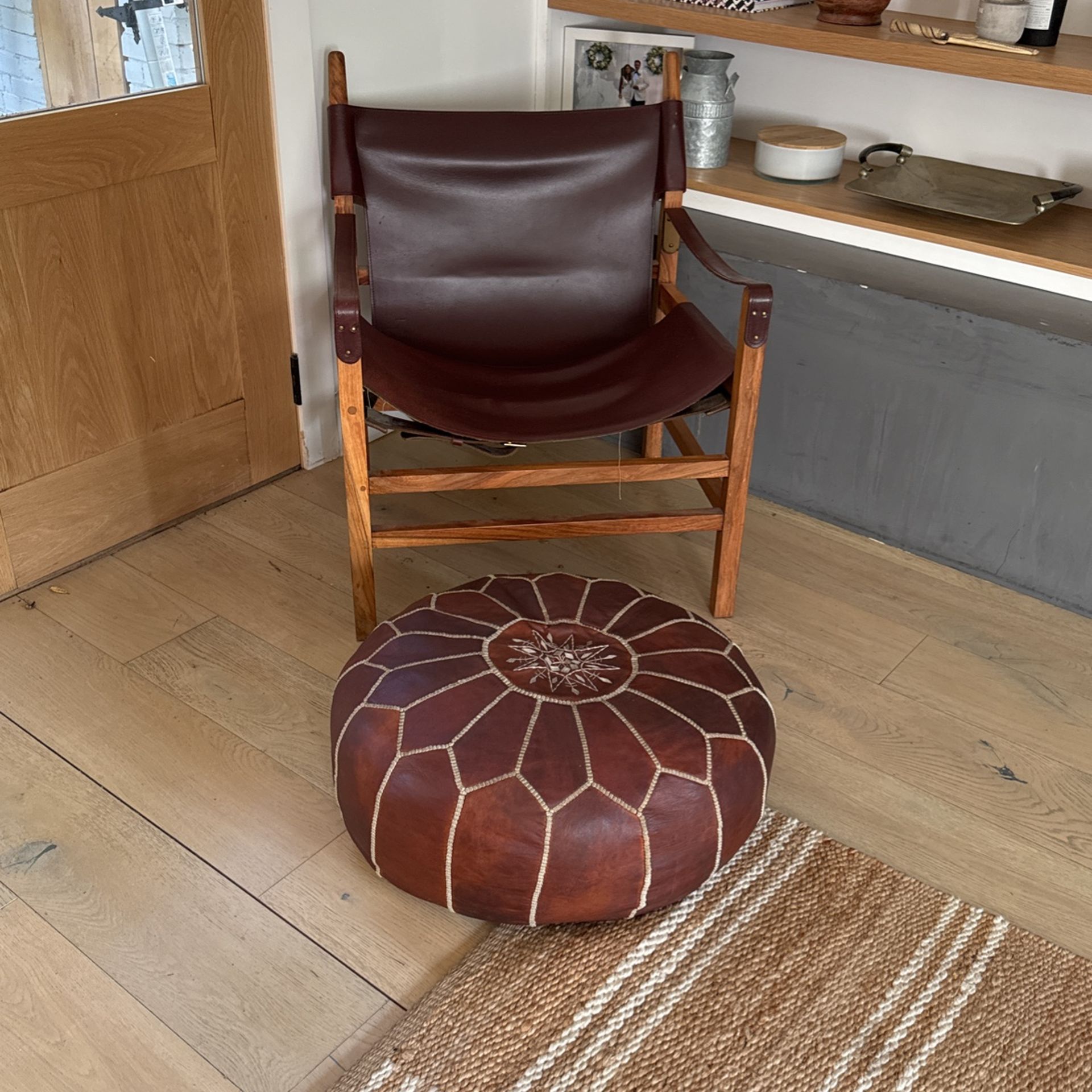 Real Leather Moroccan ottoman