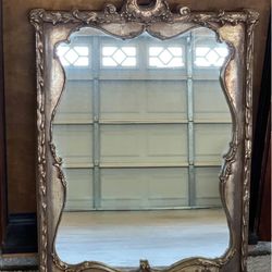 Baroque Style wood Mirror with Ornate Carved Frame antique vintage