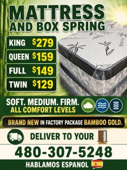 King. Queen. Full. And twin. Beds with box spring