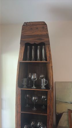 Driftwood style canoe display case
