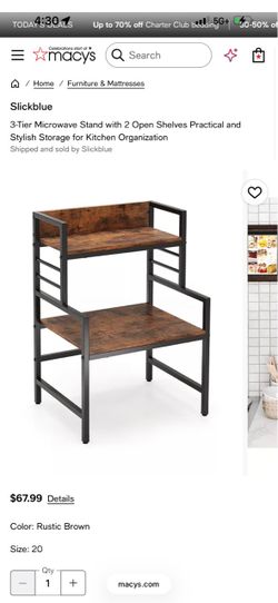3-Tier Microwave Stand with Open Shelves