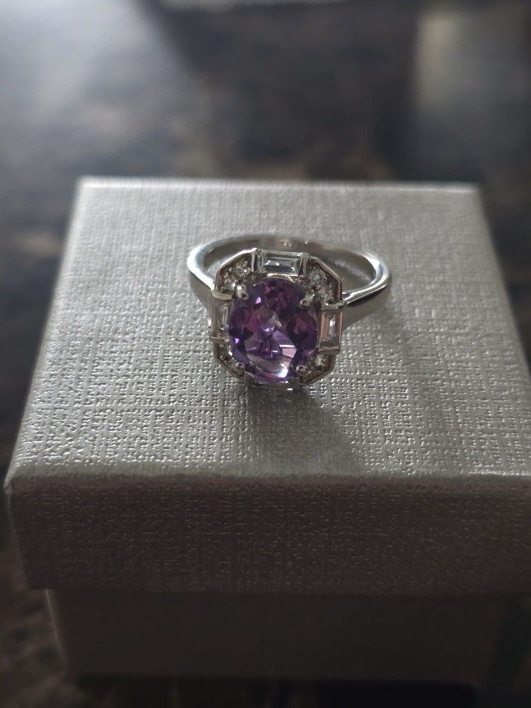 Amethyst 925 Silver Ring Size 7