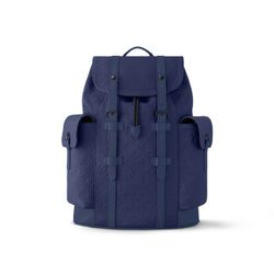 LV BLUE Christopher MM Midsize Backpack 