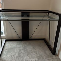 Desk and Standing book Shelf- Wood and Glass