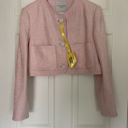 Popchrio women’s pink cropped long sleeve Jacket