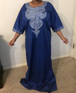 Royal blue embroidery dresses