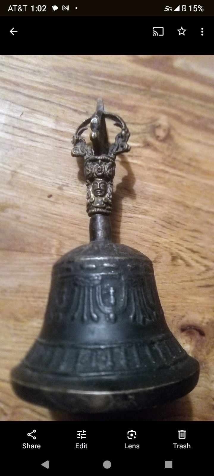 Brass Bell With Religious Symbols