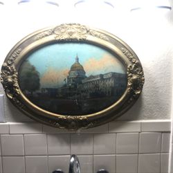 Antique reversed glass artwork of the US Capitol Building
